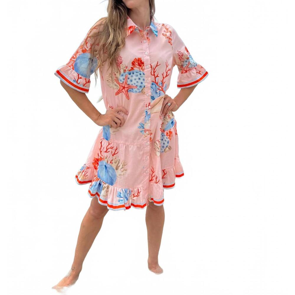 NEW ISLAPAYAL lisbon mini dress in seashells peri colony pink